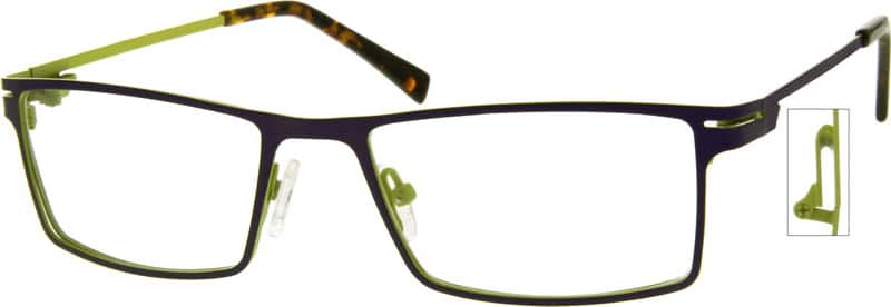 Angle view of Rectangle Glasses 408917 in Purple