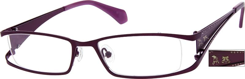 Angle view of Rectangle Glasses 409317 in Purple