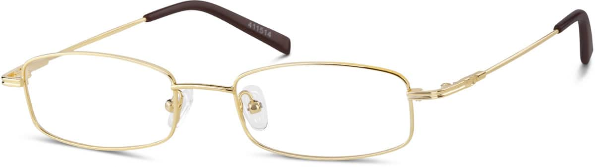 Angle view of Rectangle Glasses 411514 in Gold