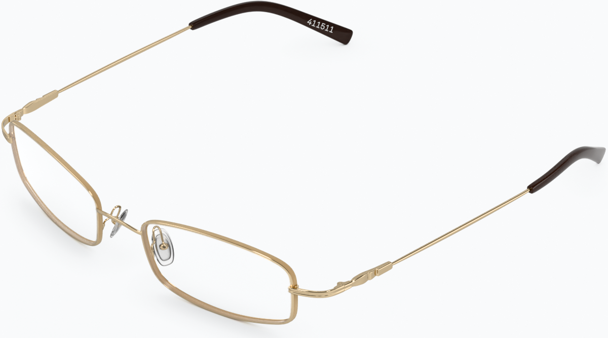 Angle view of Rectangle Glasses 411514 in Gold thumbnail
