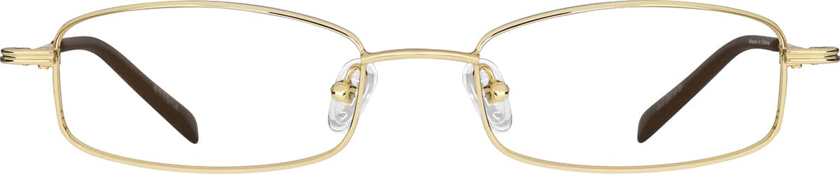 Front view of Rectangle Glasses 411514 in Gold