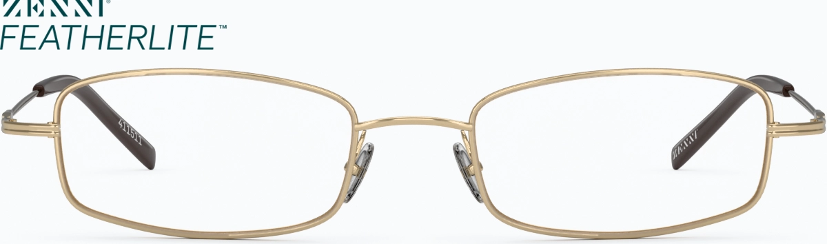 Front view of Rectangle Glasses 411514 in Gold thumbnail