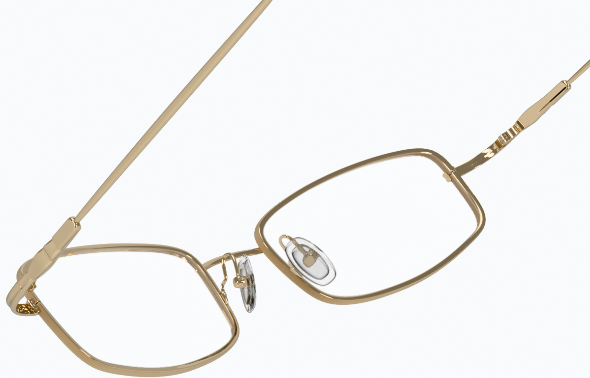 See-through view of Rectangle Glasses 411514 in Gold thumbnail