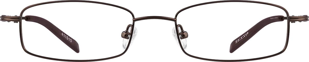 Front view of Rectangle Glasses 411515 in Brown