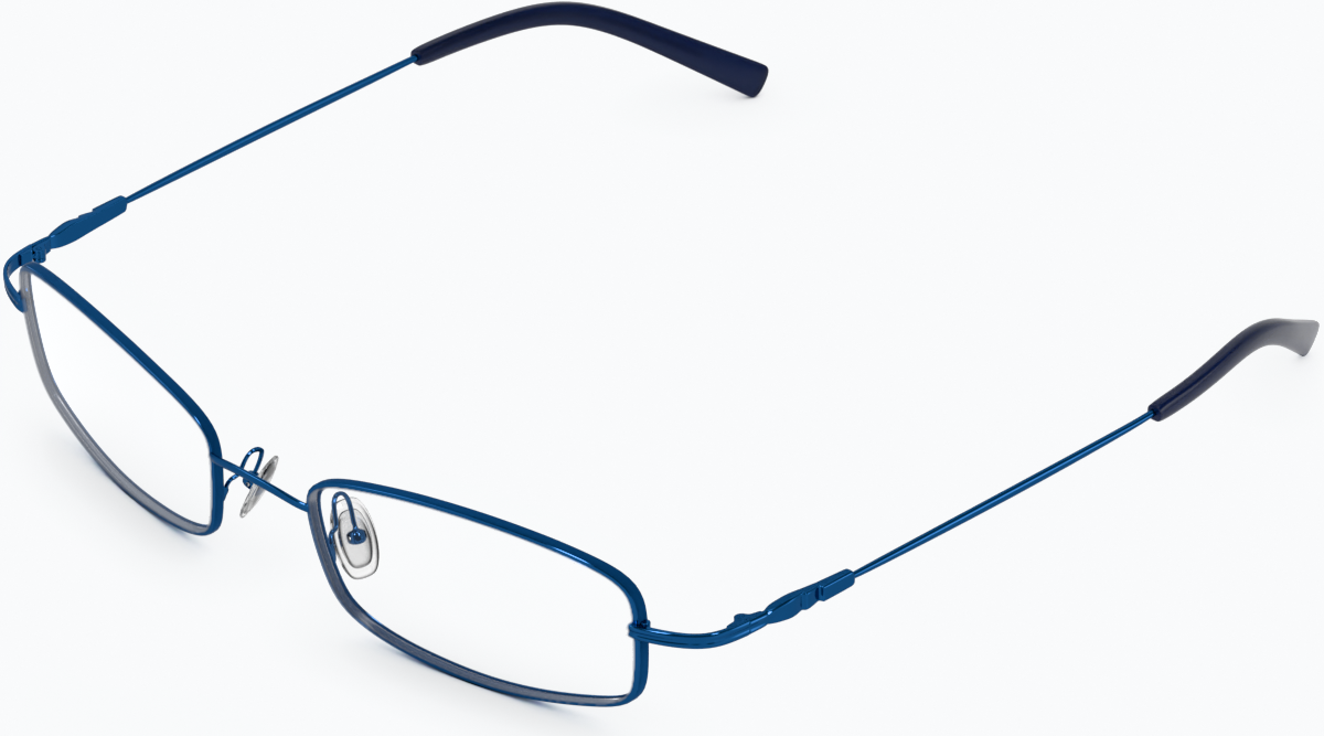 Angle view of Rectangle Glasses 411516 in Blue thumbnail