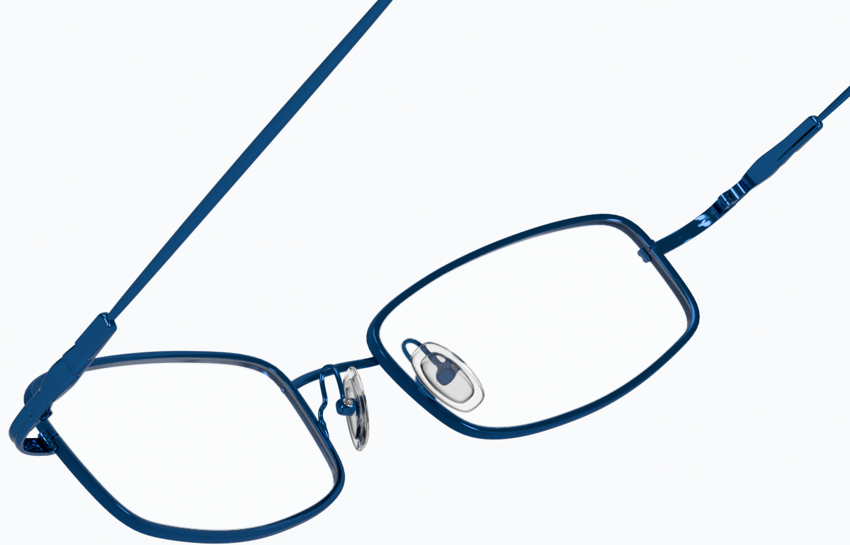 See-through view of Rectangle Glasses 411516 in Blue thumbnail