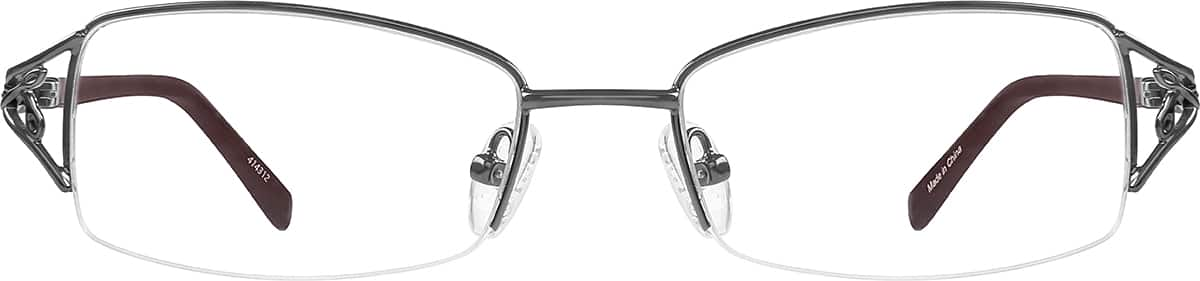 Front view of Rectangle Glasses 414312 in Gray