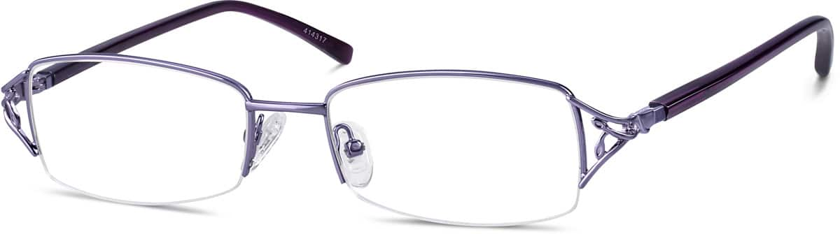 Angle view of Rectangle Glasses 414317 in Purple