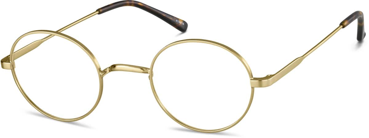 Angle view of Round Glasses 414414 in Gold