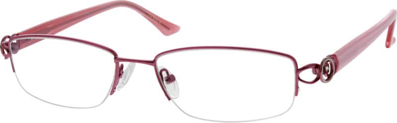 Angle view of Rectangle Glasses 414719 in Pink