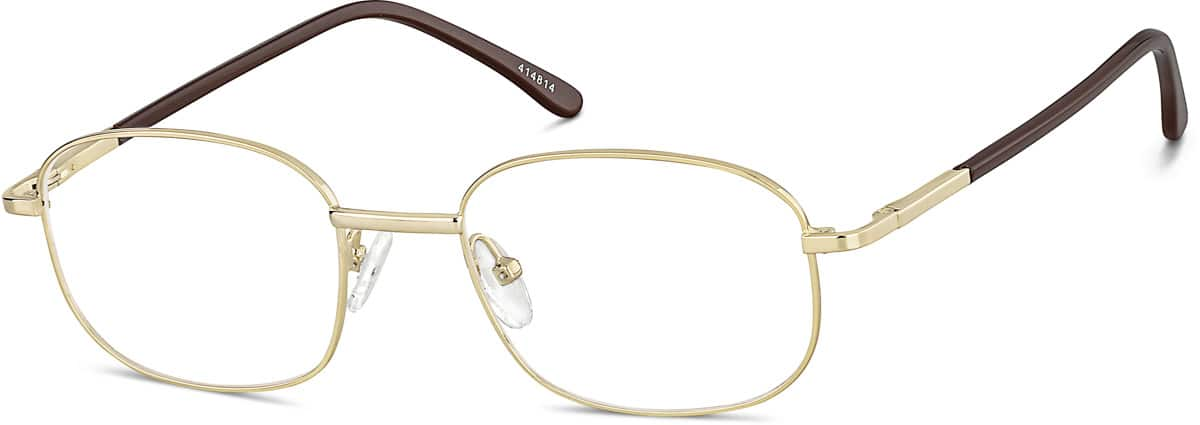 Angle view of Rectangle Glasses 414814 in Gold