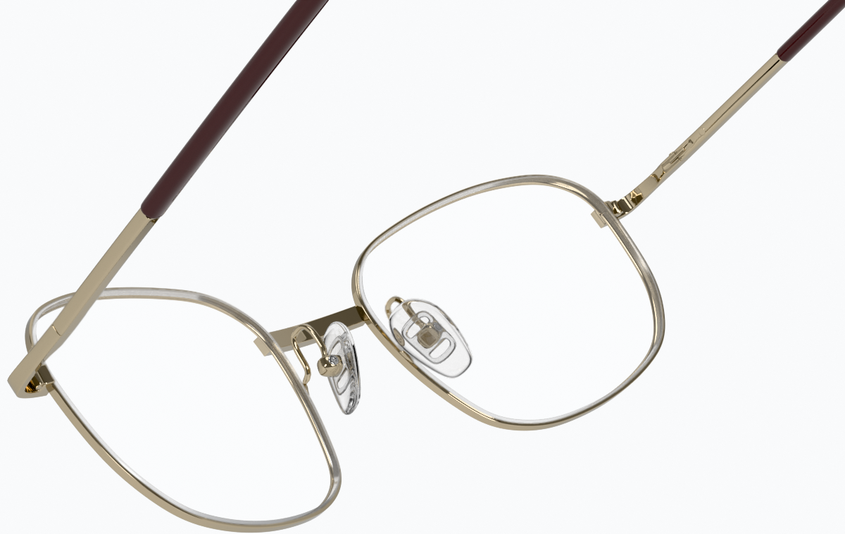 See-through view of Rectangle Glasses 414814 in Gold thumbnail