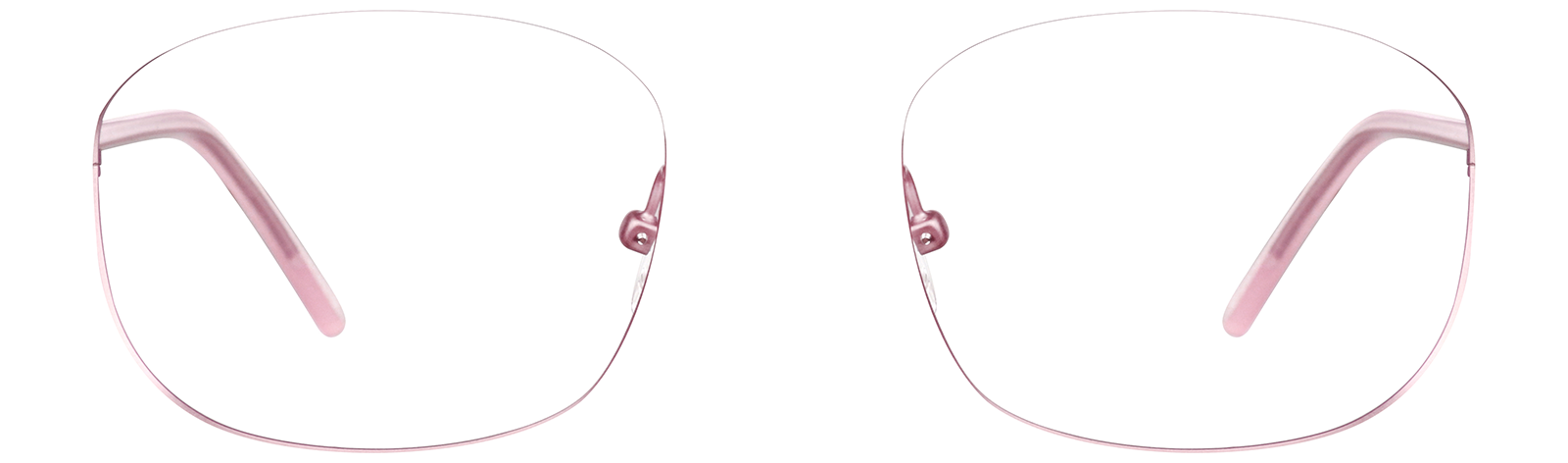 Front view of Rectangle Glasses 414819 in Pink