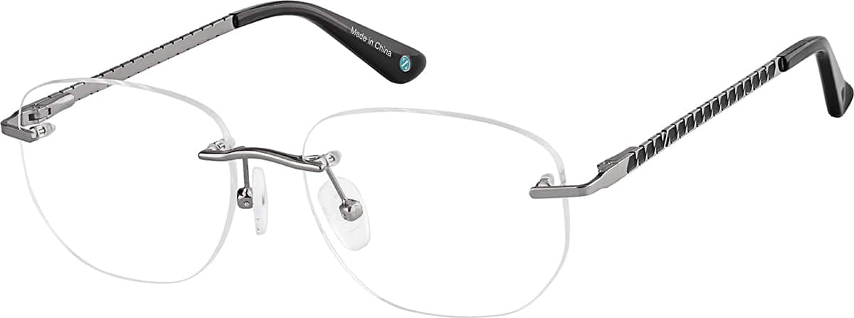 Angle view of Geometric Rimless 415912 in Gray