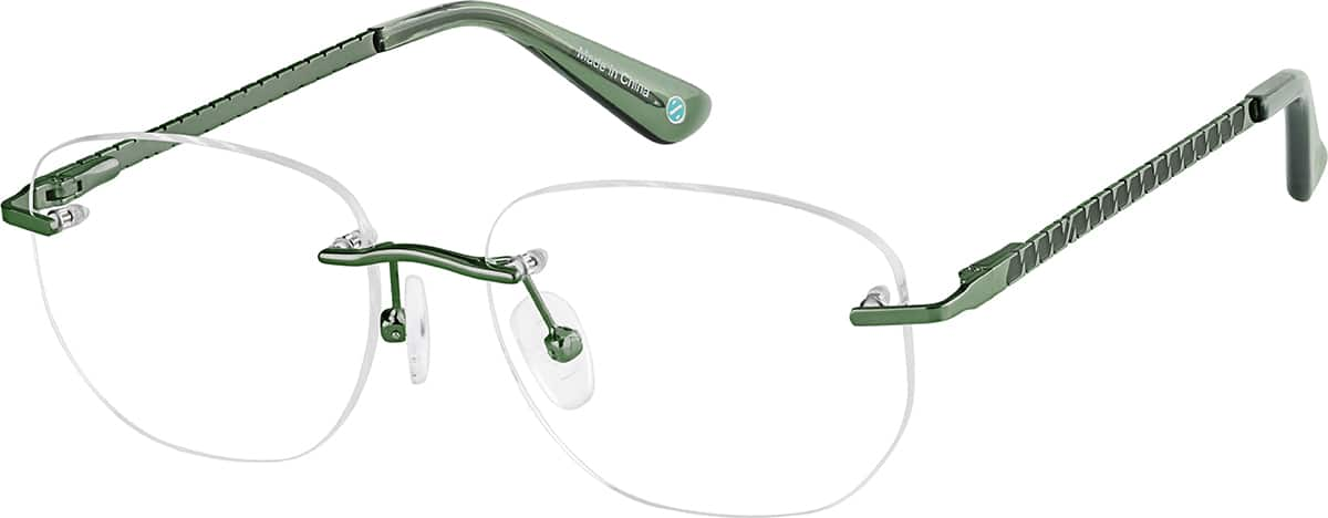 Angle view of Geometric Rimless 415924 in Green