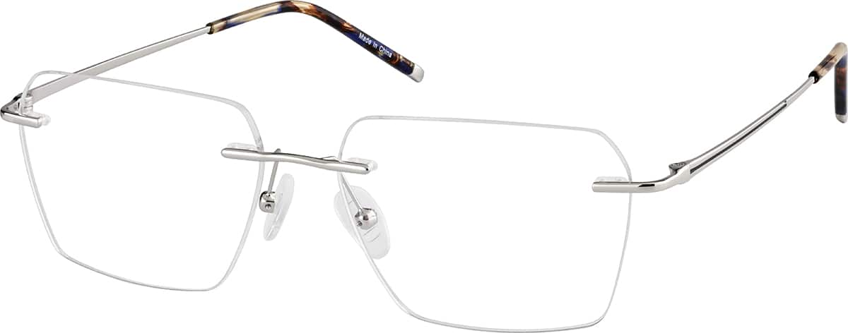 Angle view of Rectangle Rimless 416111 in Silver