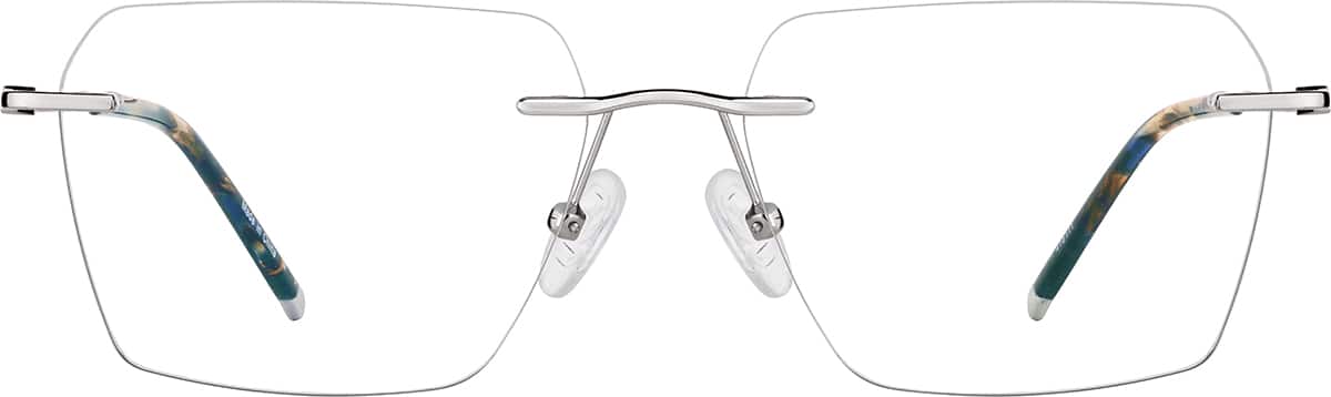 Silver Customizable Square Rimless Glasses #416111 | Zenni