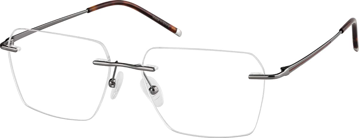 Angle view of Rectangle Rimless 416112 in Gray