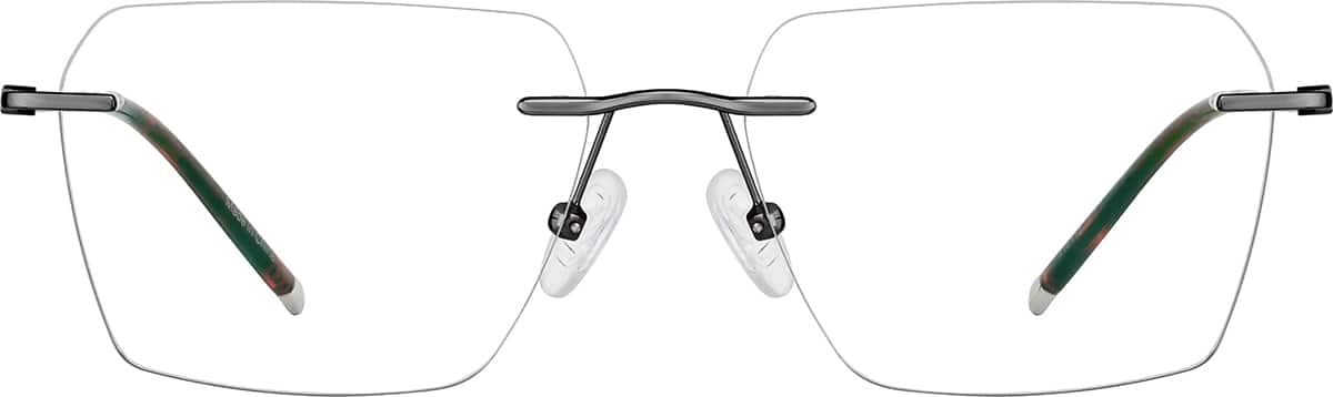 Front view of Customizable Square Rimless Glasses 416112 in Gray