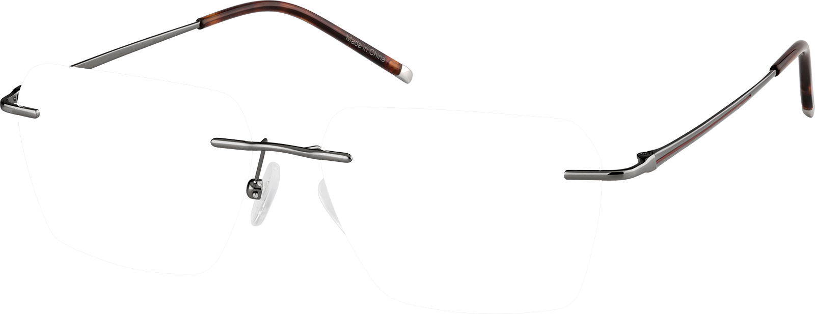 Silver Customizable Square Rimless Glasses #416111 | Zenni