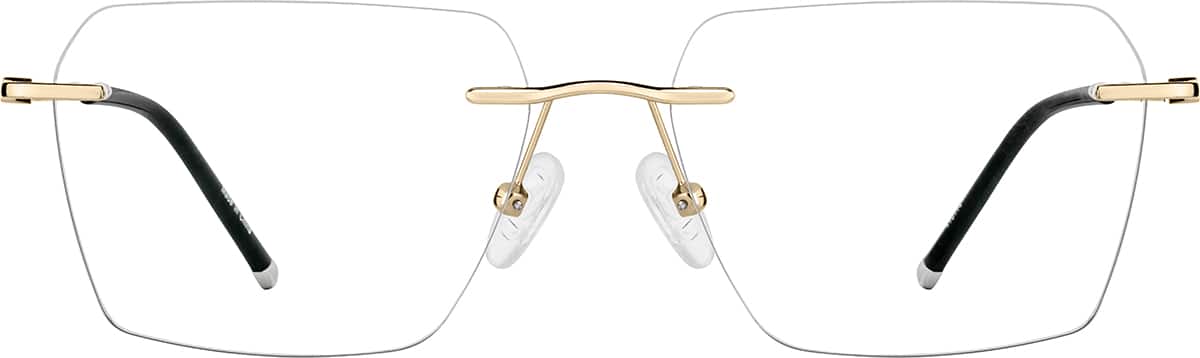 Front view of Customizable Square Rimless Glasses 416114 in Gold