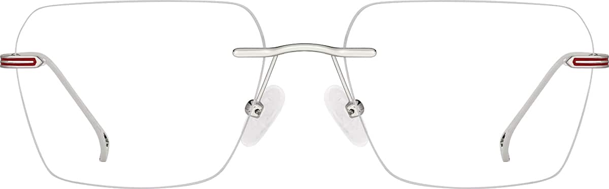 Front view of Customizable Rimless Glasses 416411 in Silver