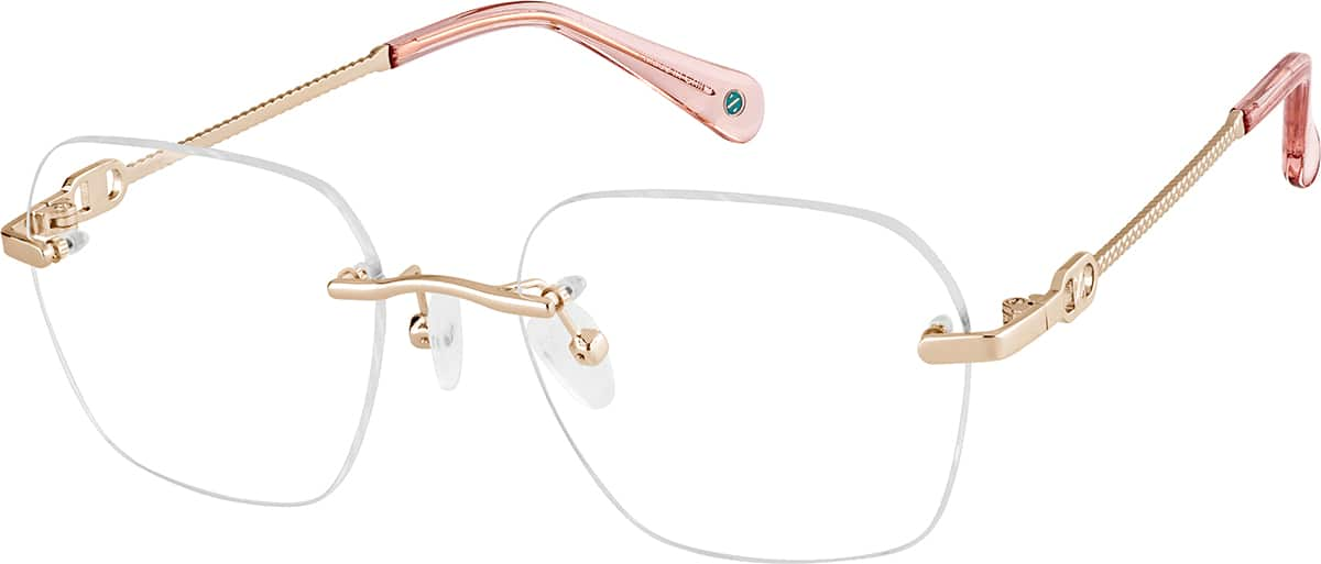 Angle view of Square Rimless 416519 in Rose Gold