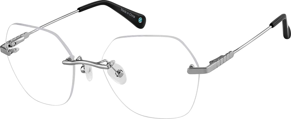 Angle view of Geometric Rimless 416612 in Gray