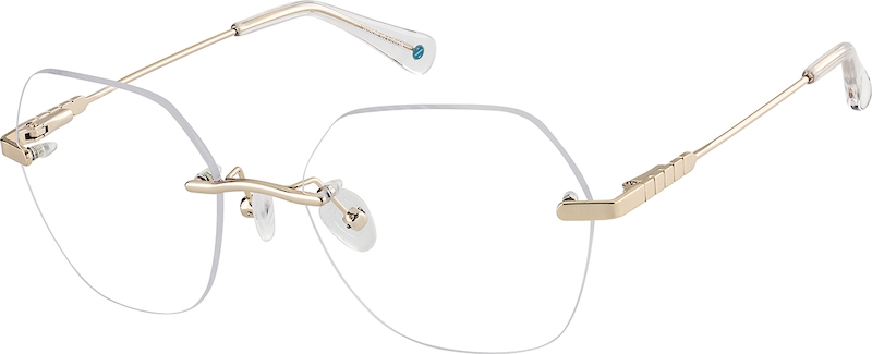 Zenni Rimless Gold Customizable Geometric Rimless Glasses #416614 | Zenni Optical