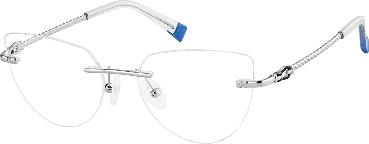 Angle view of Cat-Eye Rimless 416711 in Silver