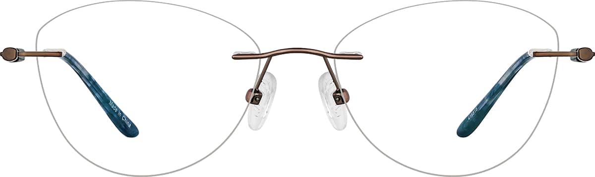 Front view of Customizable Rimless Glasses 416815 in Brown
