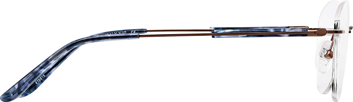 Side view of Customizable Rimless Glasses 416815 in Brown