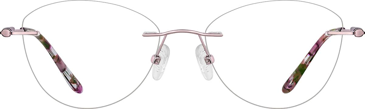 Front view of Customizable Rimless Glasses 416819 in Pink