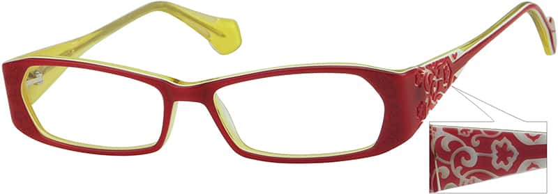 Angle view of Geometric Glasses 437518 in Red
