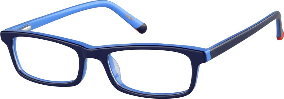 Angle view of Kids' Rectangle Glasses 439516 in Blue