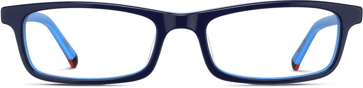 Front view of Kids' Rectangle Glasses 439516 in Blue