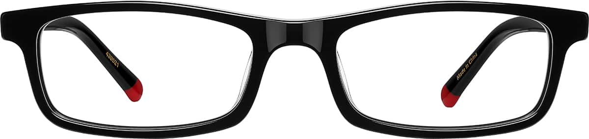 Front view of Kids' Rectangle Glasses 439521 in Black