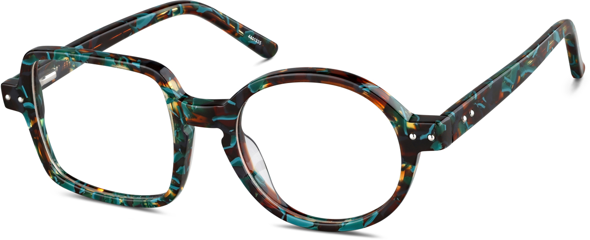 Zenni Round Prescription Glasses Pattern Plastic Full Rim Frame
