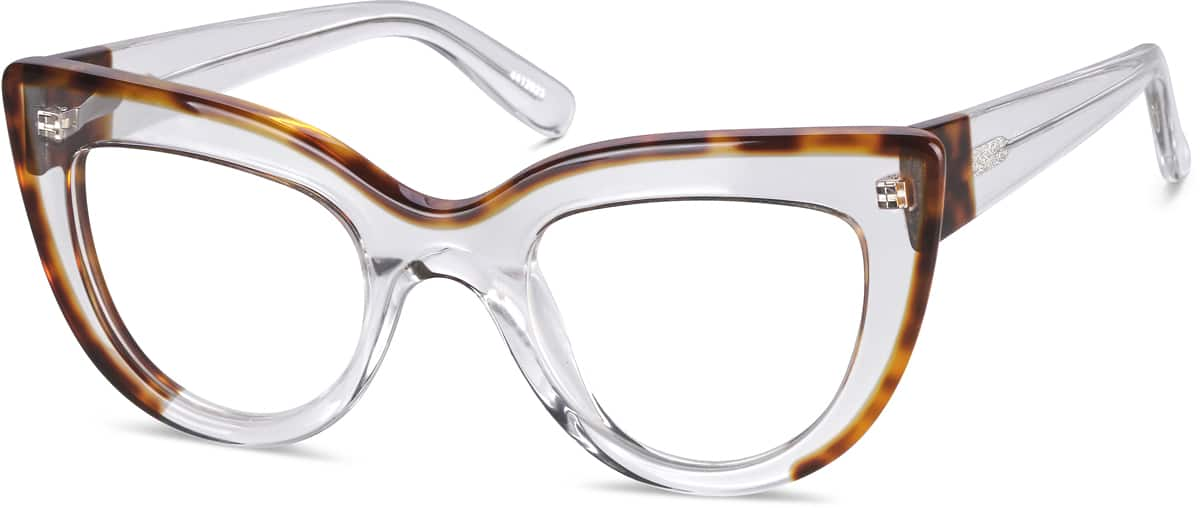 Angle view of Cat-Eye Glasses 4412623 in Clear