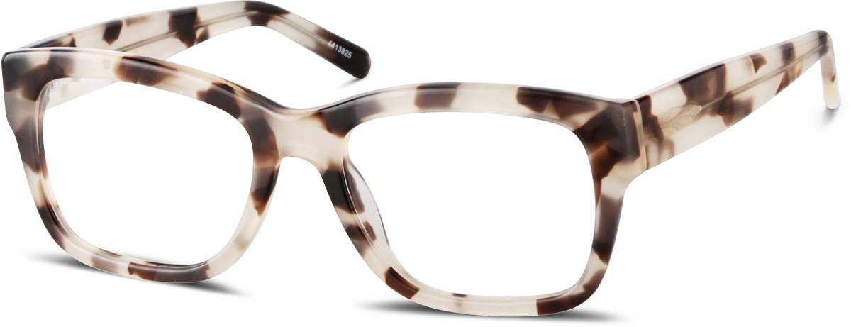 Zenni Boho Square Glasses Ivory Tortoiseshell Plastic Full Rim Frame