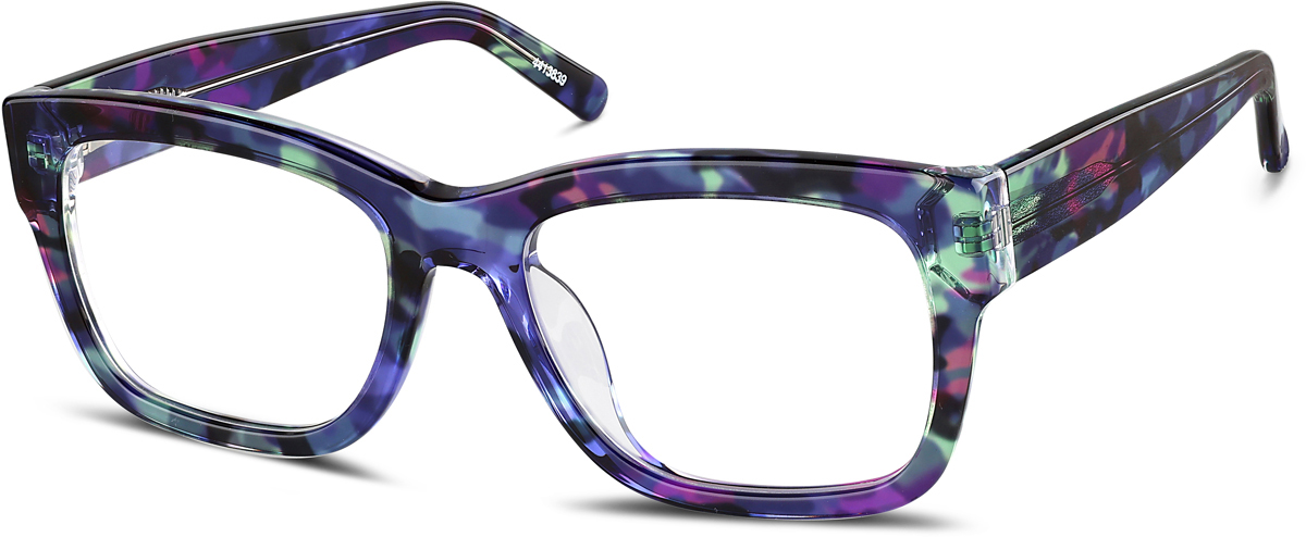 Zenni Square Prescription Glasses Pattern Plastic Full Rim Frame