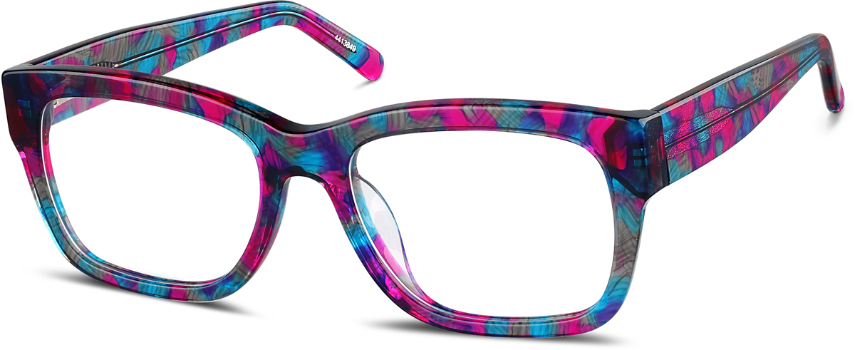 Zenni Square Prescription Glasses Pattern Plastic Full Rim Frame