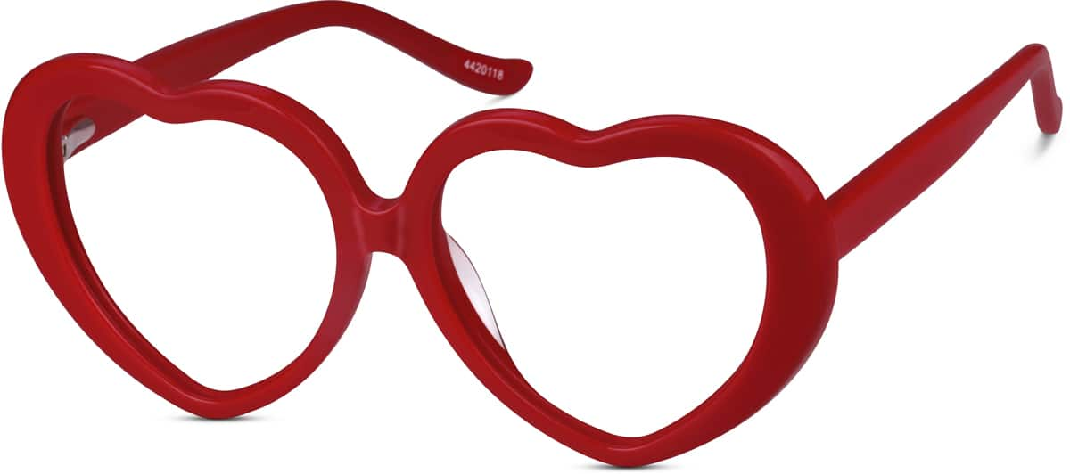 Angle view of Kids' Heart-Shaped Glasses 4420118 in Red