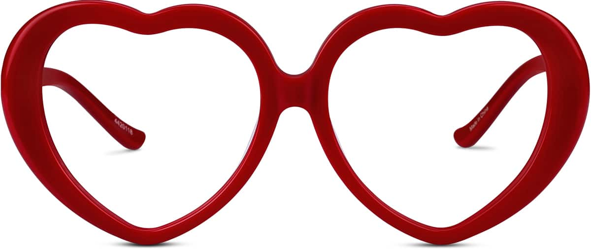 Front view of Kids' Heart-Shaped Glasses 4420118 in Red