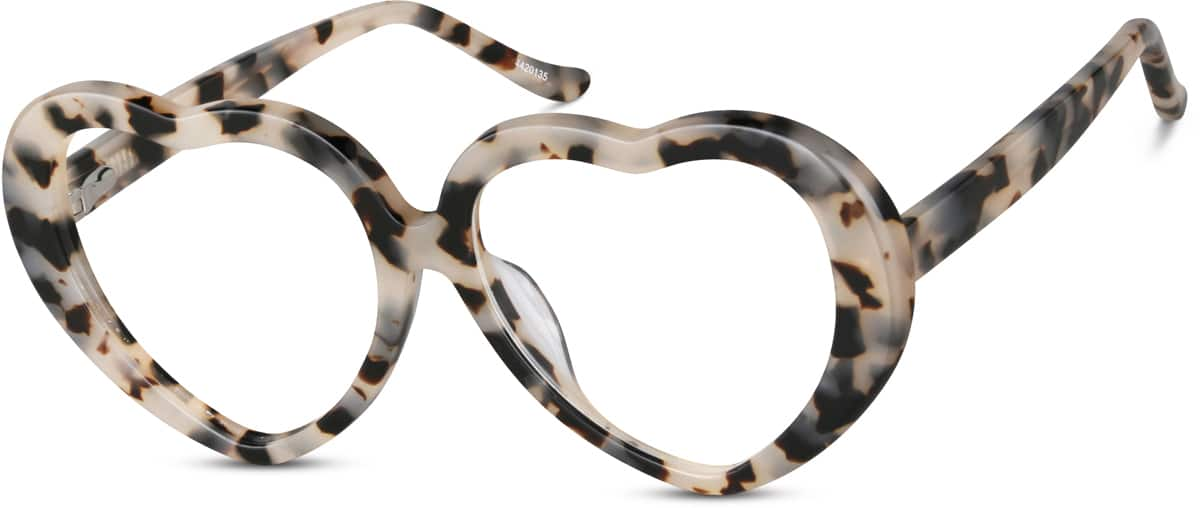 Angle view of Kids' Heart-Shaped Glasses 4420135 in Ivory Tortoiseshell