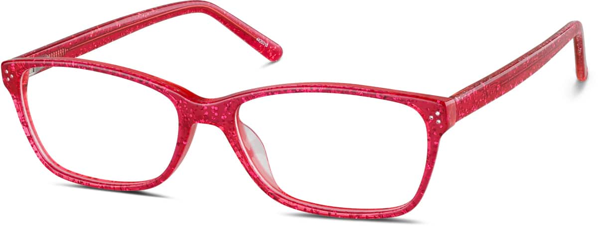 Angle view of Rectangle Glasses 4420318 in Red