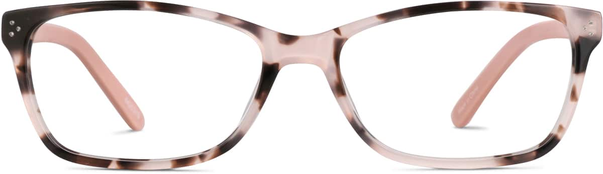 Front view of Rectangle Glasses 4420319 in Pink