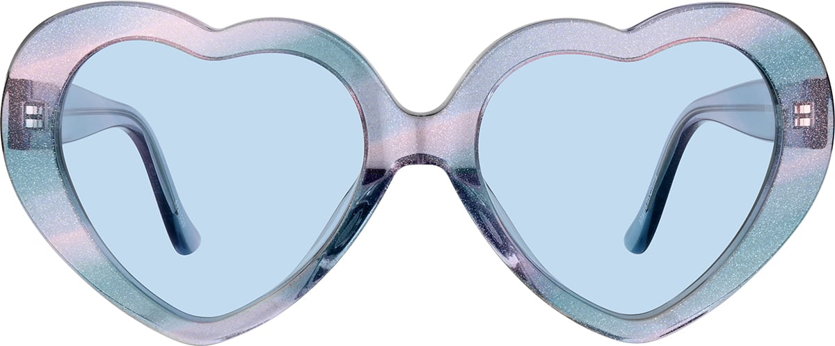 with Stylish Glasses case Heart Frame, Black Heart Glasses Effect Black