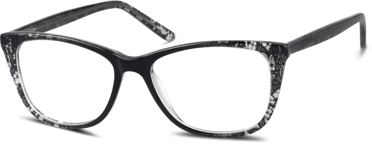 Angle view of Square Glasses 4422021 in Black Lace