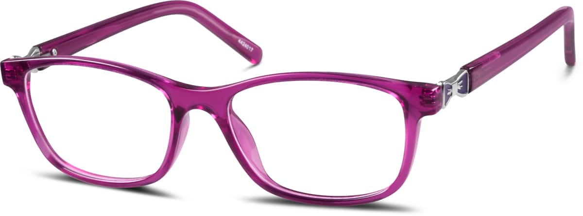 Angle view of Kids’ Rectangle Glasses 4424017 in Purple